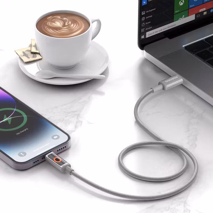 PORODO CHARGE LITE USB-C TO LIGHTNING HIGH-SPEED CHARGING 1M/3.3FT CABLE GRAY PDCBL0046GY thumbnail 2