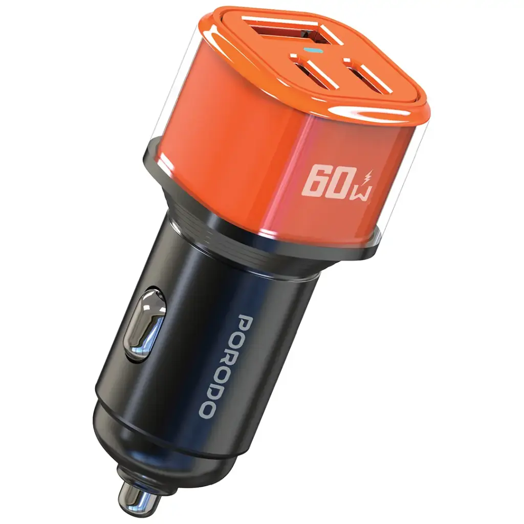 PORODO 60W AVERIN MULTI PORT CAR CHARGER ORANGE PDCCR60WOG