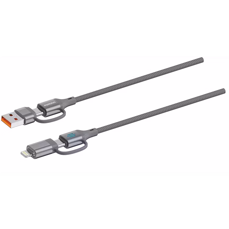 PORODO 4 IN 1 HIGH SPEED CHARGING CABLE PD 240W GREY PDCDCGY thumbnail 2