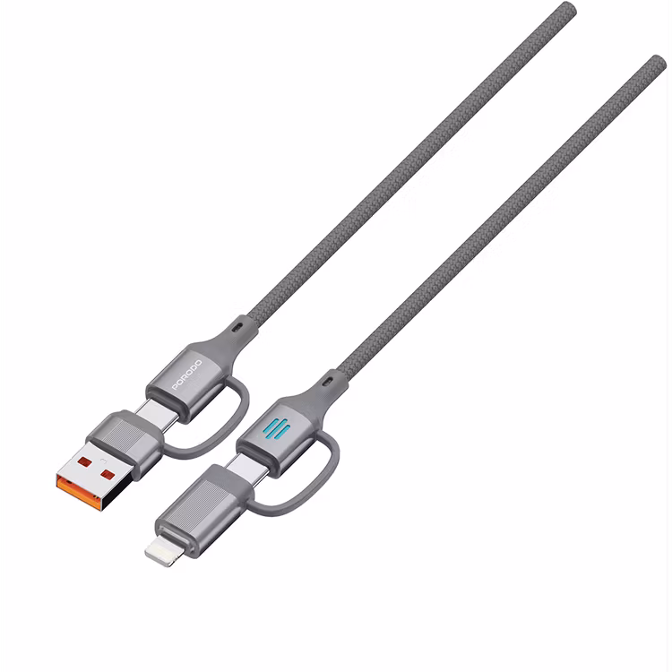 PORODO 4 IN 1 HIGH SPEED CHARGING CABLE PD 240W GREY PDCDCGY thumbnail 3