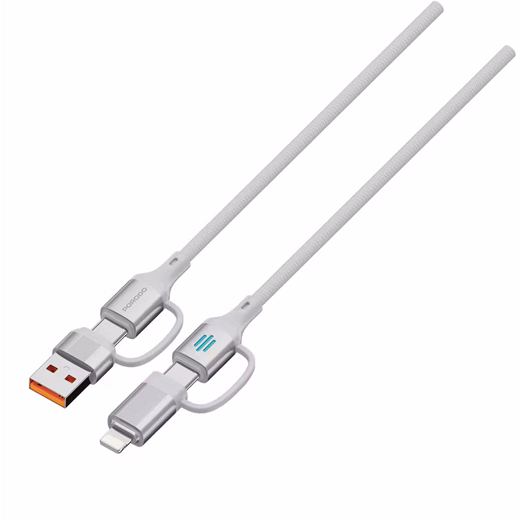 PORODO 4 IN 1 HIGH SPEED CHARGING CABLE PD 240W SILVER PDCDCSL