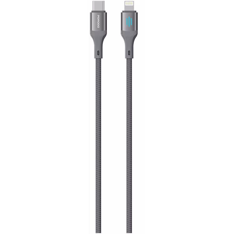PORODO USB C TO LIGHTNING PD27W CHARGING DATA CABLE 1M GREY PDDC27GY