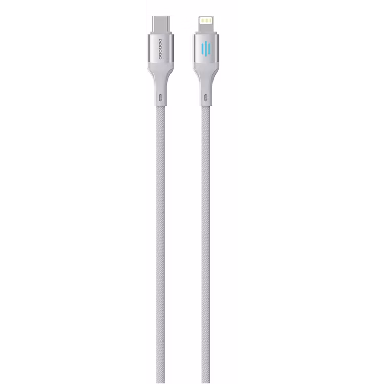 PORODO USB C TO LIGHTNING PD27W CHARGING DATA CABLE 1M SILVER PDDC27SL