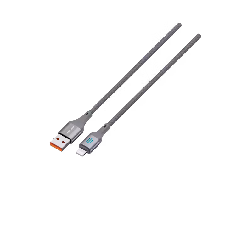 PORODO USB A TO LIGHTNING CHARGING DATA CABLE 1M GREY PDDC97GY thumbnail 2