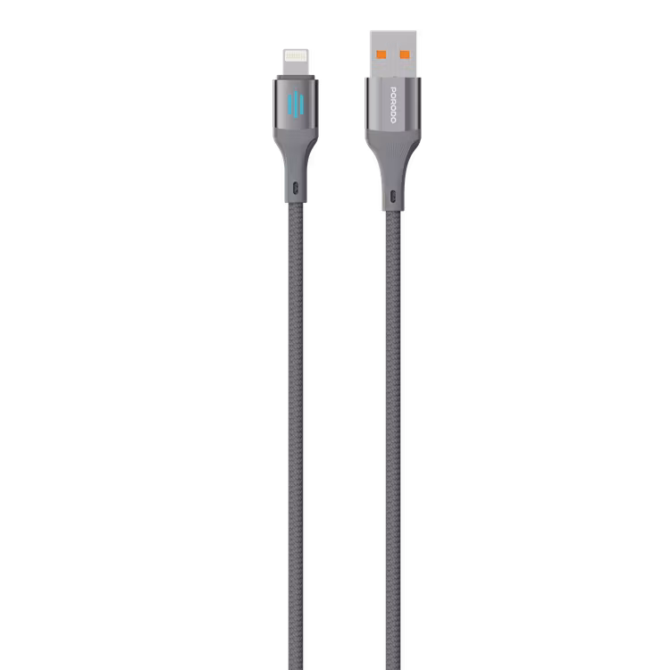 PORODO USB A TO LIGHTNING CHARGING DATA CABLE 1M GREY PDDC97GY