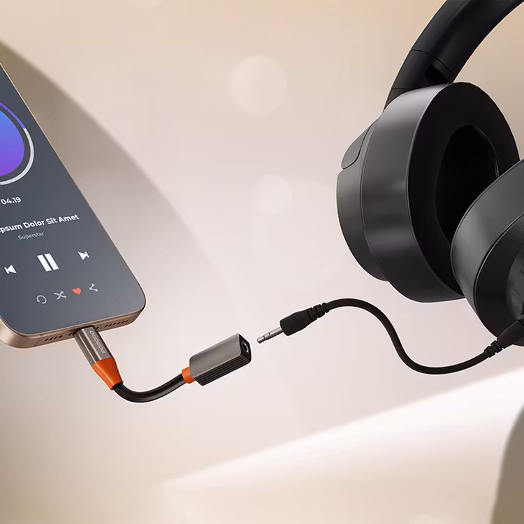 PORODO AUDIOLINK USB C TO 3.5MM AUDIO JACK ADAPTER BLACK ORANGE PDETK16BKOG thumbnail 2