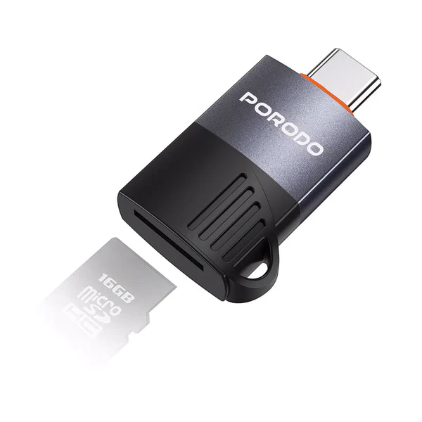 PORODO USB C OTG TF CARD READER BLACK PDETK18BK