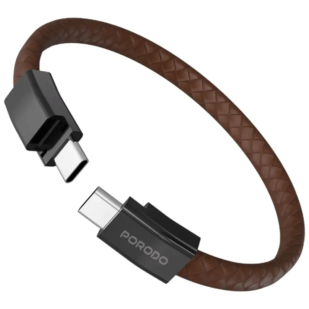 PORODO PD60W USB C TO USB C WRISTBAND MAGNETIC STEEL CLASP CABLE BROWN PDETK20BR thumbnail 2