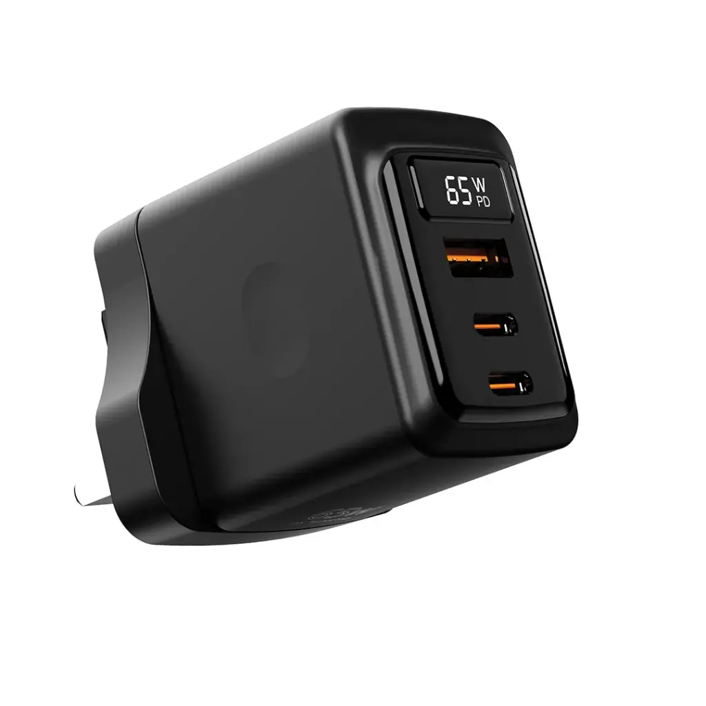PORODO GAN 65W MULTIPORT WALL CHARGER BLACK PDFWCH071BK thumbnail 2