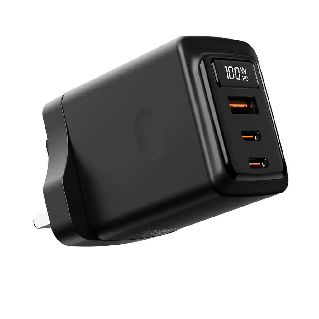 PORODO GAN 100W MULTI PORT WALL CHARGER TYPE C TO TYPE C CABLE BLACK PDFWCH073CBK