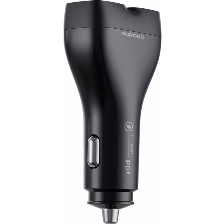 PORODO DUALPOWER 102W CAR CHARGER WITH USB C TO USB C CABLE PD30W QC18W BLACK PDFWCH085CBK thumbnail 3