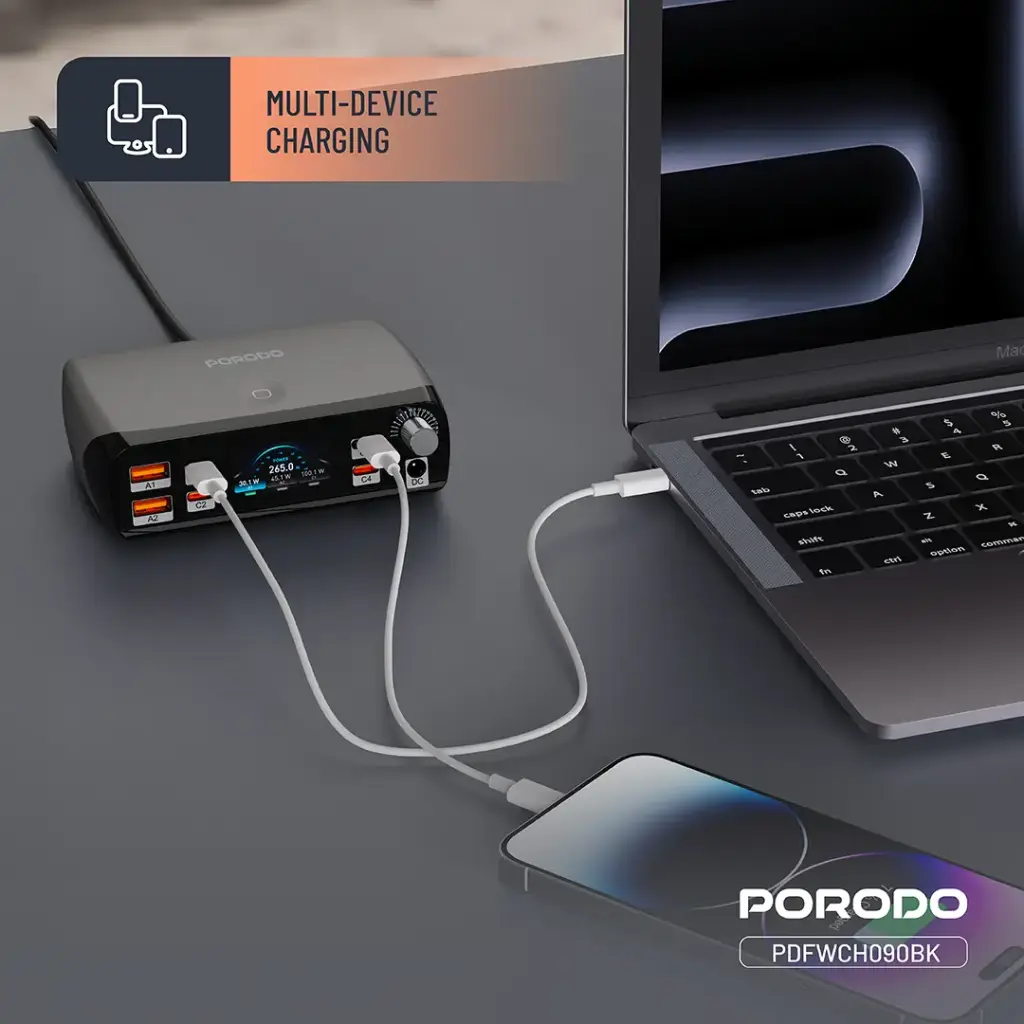 PORODO POWERGATE SMART CHARGING STATION PD100W GAN BLACK PDFWCH090BK thumbnail 6