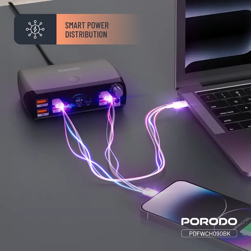 PORODO POWERGATE SMART CHARGING STATION PD100W GAN BLACK PDFWCH090BK thumbnail 4