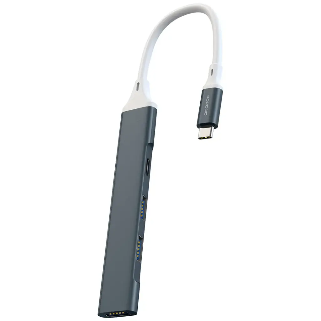 PORODO ALUMINUM MULTI PORT USB C HUB 5GBPS DATA TRANSFER GREY PDFWCH097GY