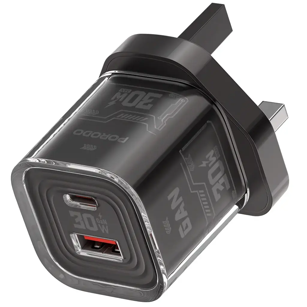 PORODO TEZCLARTE QUICK WALL CHARGER DUAL PORT FAST CHARGING BLACK PDFWCH101BK