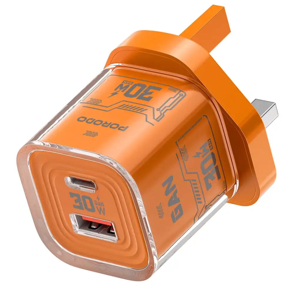 PORODO TEZCLARTE QUICK WALL CHARGER DUAL PORT FAST CHARGING ORANGE PDFWCH101OG