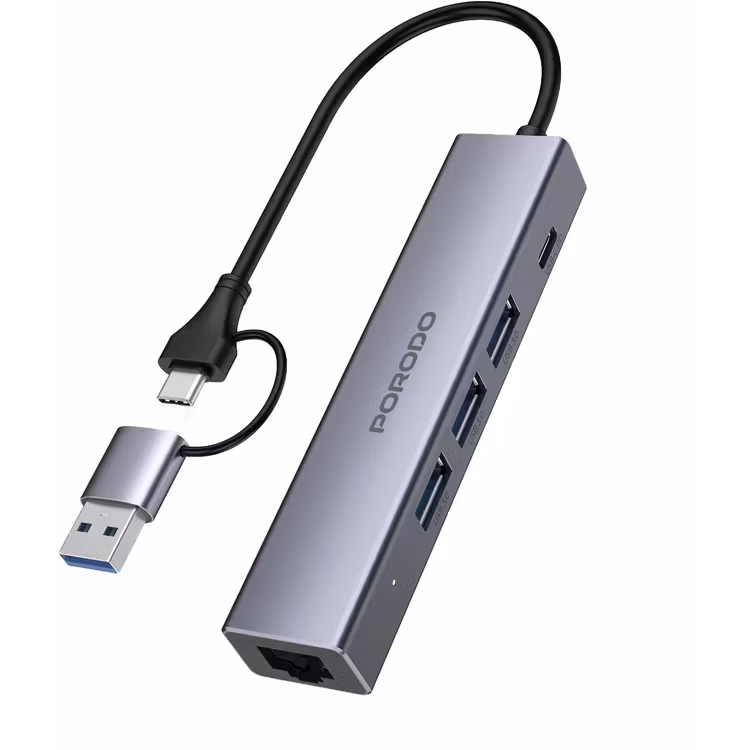 PORODO 5 IN 1 MULTI PORT HUB PD100W GREY PDIHRJ51GY