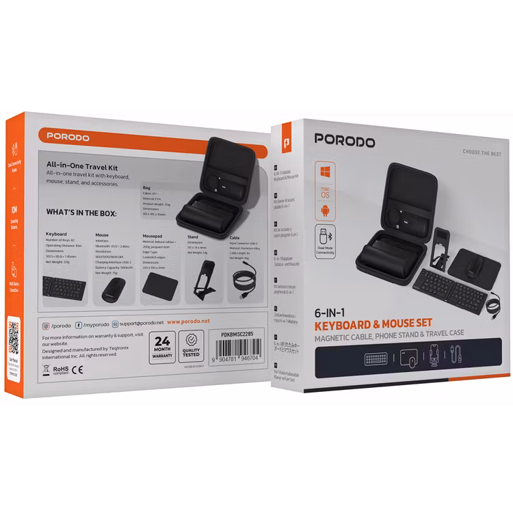 PORODO 6 IN 1 KEYBOARD & MOUSE SET BLACK PDKBMSC2285 thumbnail 9