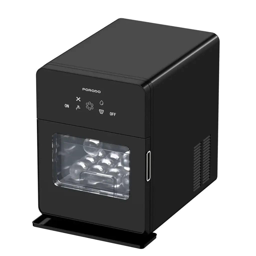 PORODO LIFESTYLE SPHERE SHAPED 260W DUAL SPHERE ICE MAKER 1.6L WITH LCD TOUCH DISPLAY BLACK PDLFST091BK