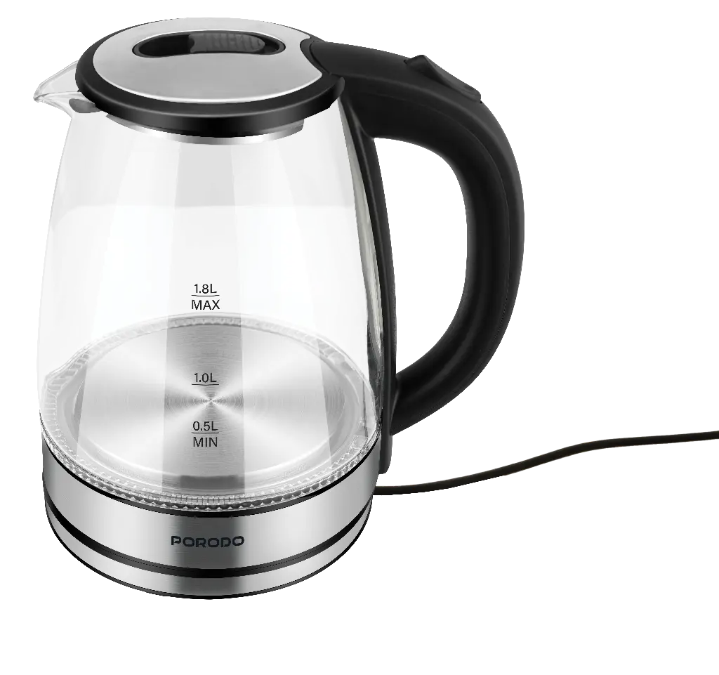 PORODO LIFESTYLE PYRO T1 ELECTRIC GLASS KETTLE 360 ROTATING BASE CLEAR PDLFST18ACL thumbnail 3