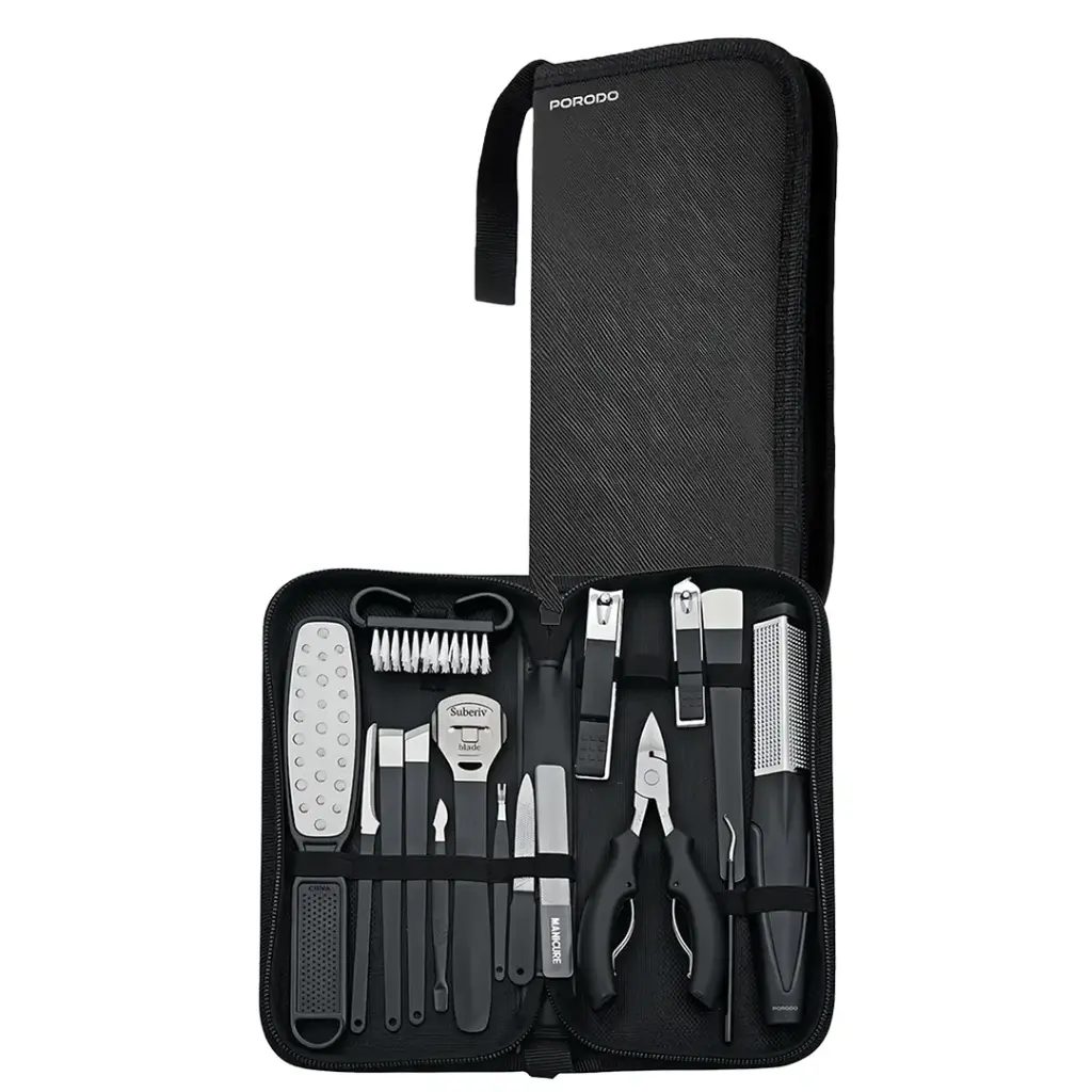 PORODO 16 IN 1 PORTABLE NAIL CLIPPER SET BLACK PDLFST8010BK