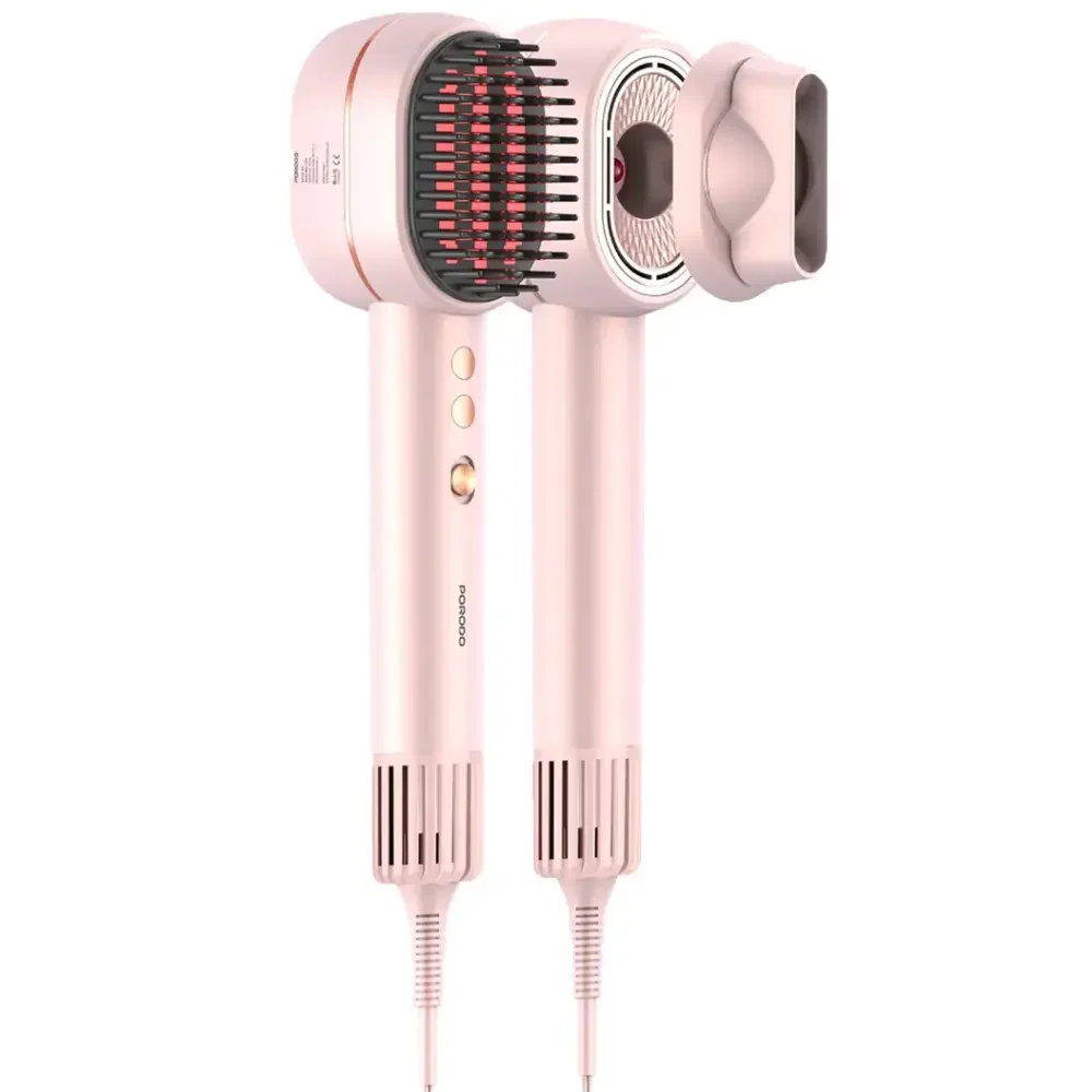 PORODO 2 IN 1 HAIR DRYER AND STRAIGHTENER BRUSH PINK PDLFSTAE581PK