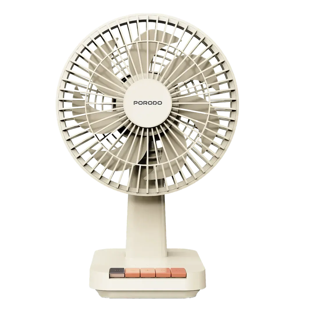 PORODO LIFESTYLE CHILLO DESK PORTABLE DESK FAN WITH OSCILLATING FUNCTION AND INDICATOR LIGHTS BEIGE PDLFSTDF1BG thumbnail 2
