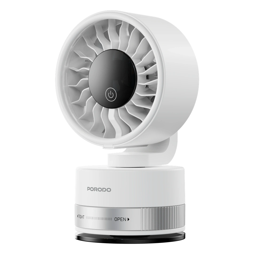 PORODO CHILLO LUXE PORTABLE SUCTION CUP FAN WITH 4000 MAH RECHARGEABLE BATTERY WHITE PDLFSTF608WH thumbnail 4