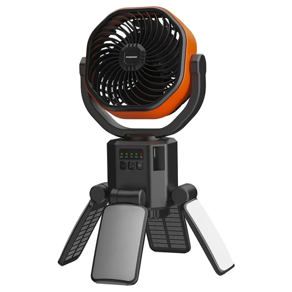 PORODO SUNCHARGE OUTDOOR SOLAR FAN BLACK ORANGE PDLFSTFNBKOG thumbnail 2