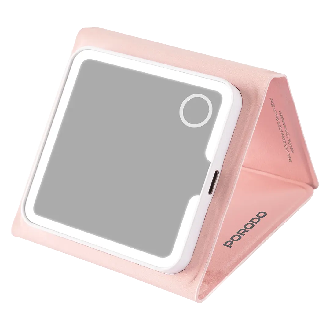 PORODO LILY LED PORTABLE TRI FOLD MAKEUP MIRROR PINK PDLFSTM24PK