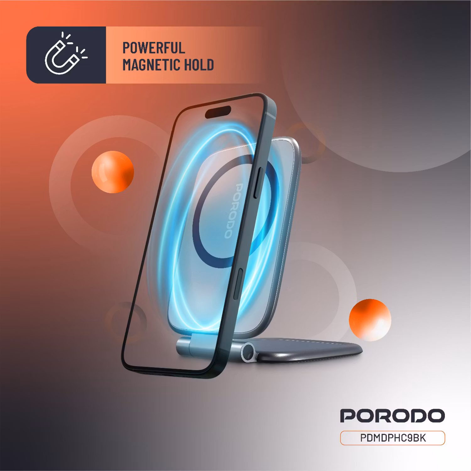 PORODO MAGNIFOLD ULTRA SLIM PHONE HOLDER BLACK PDMDPHC9BK thumbnail 6