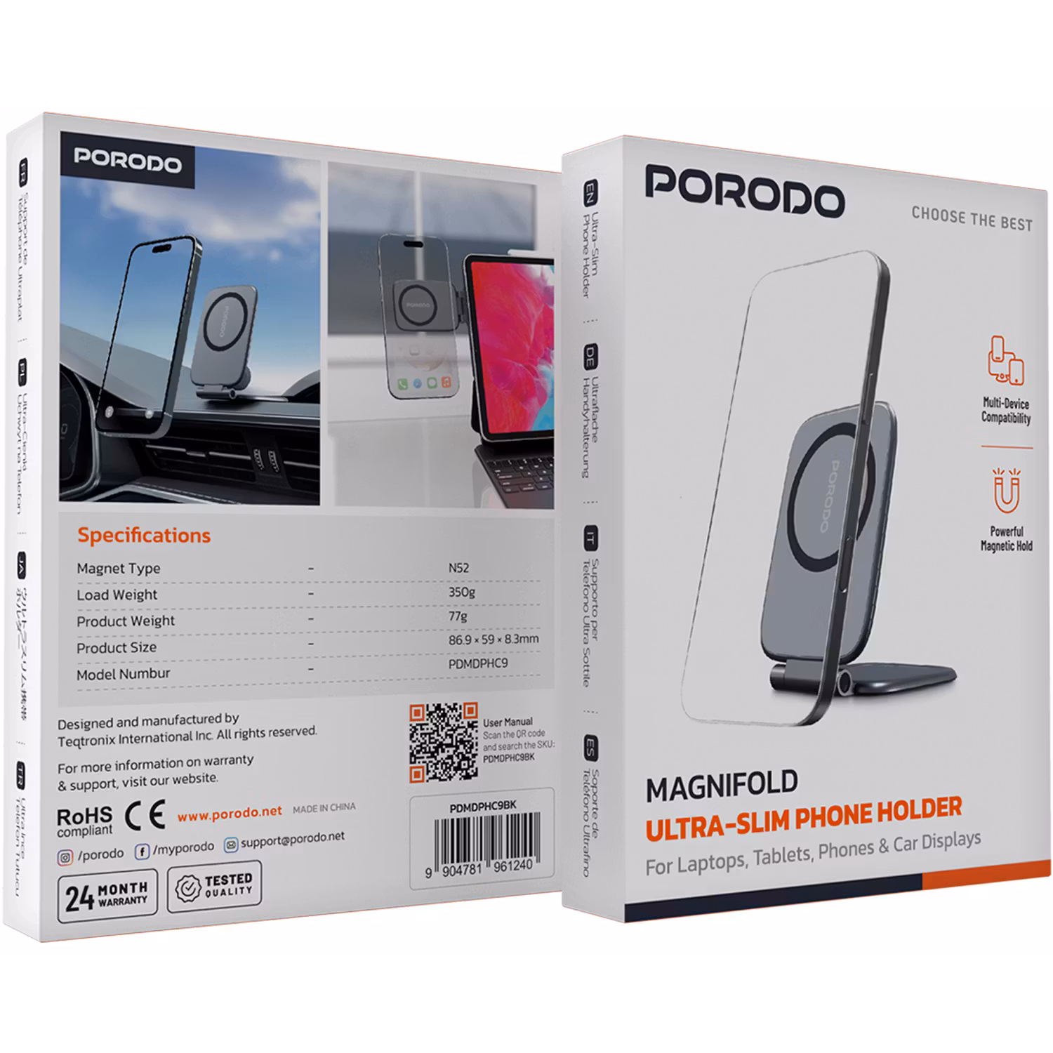 PORODO MAGNIFOLD ULTRA SLIM PHONE HOLDER BLACK PDMDPHC9BK thumbnail 12