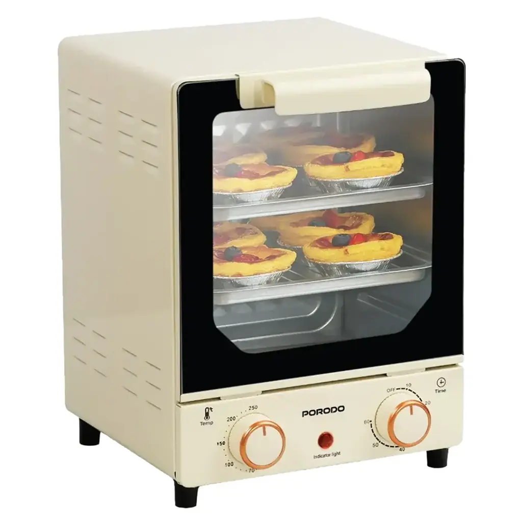 PORODO LIFESTYLE VERTICAL DESIGN TEMP GLASS MINI OVEN BAKE GRILL & TOAST WHITE PDM0KB15FWH thumbnail 2