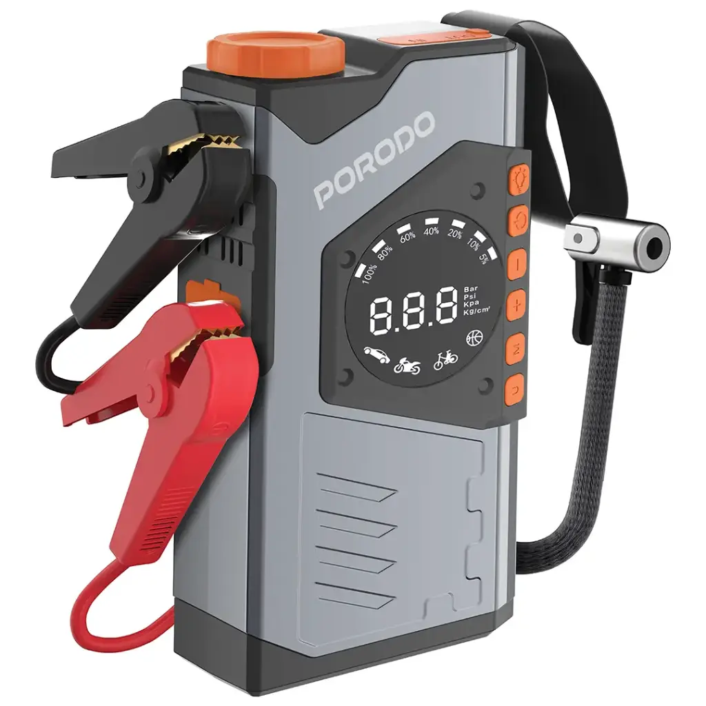 PORODO VOLTBOOST PORTABLE 10000MAH 3 IN 1 JUMP STARTER POWER BANK WITH AIR COMPRESSOR & LIGHT-GRAY PDPBA10GY