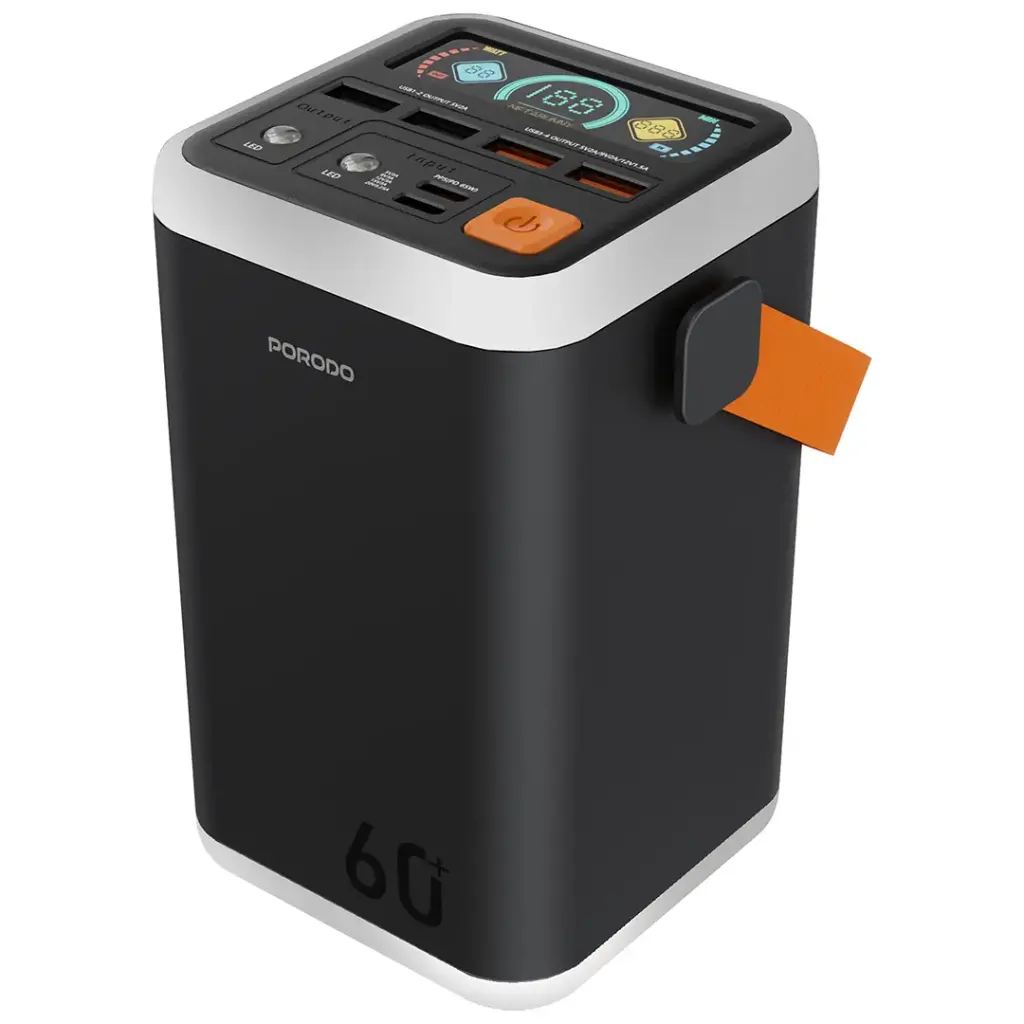 PORODO CAPPADOC 60000MAH MULTI PORT POWER BANK WITH TFT DISPLAY BLACK PDPBFCH4560BK