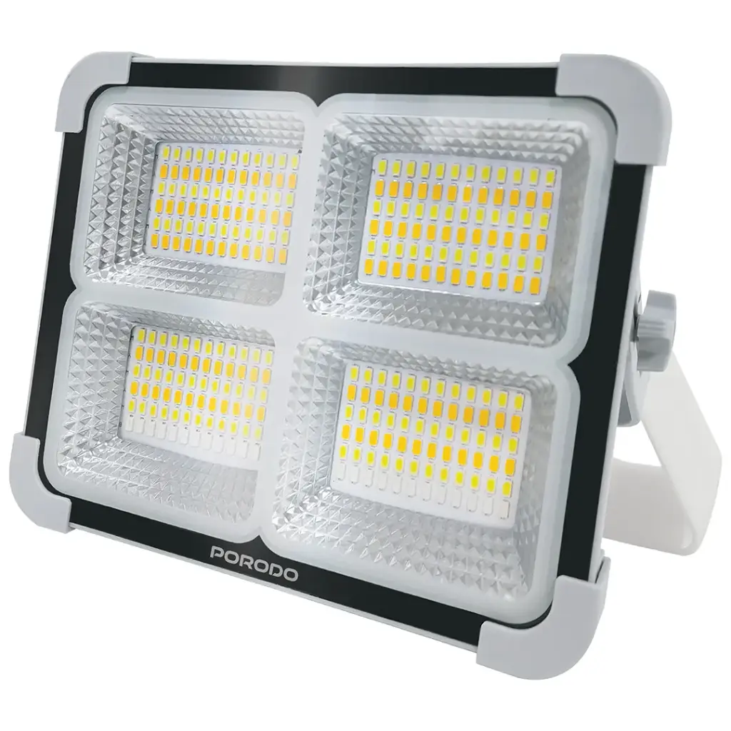 PORODO LIFESTYLE SUNLITE SOLAR POWERED RECHARGEABLE OUTDOOR LED LIGHT GRAY PDQTS100WH thumbnail 2