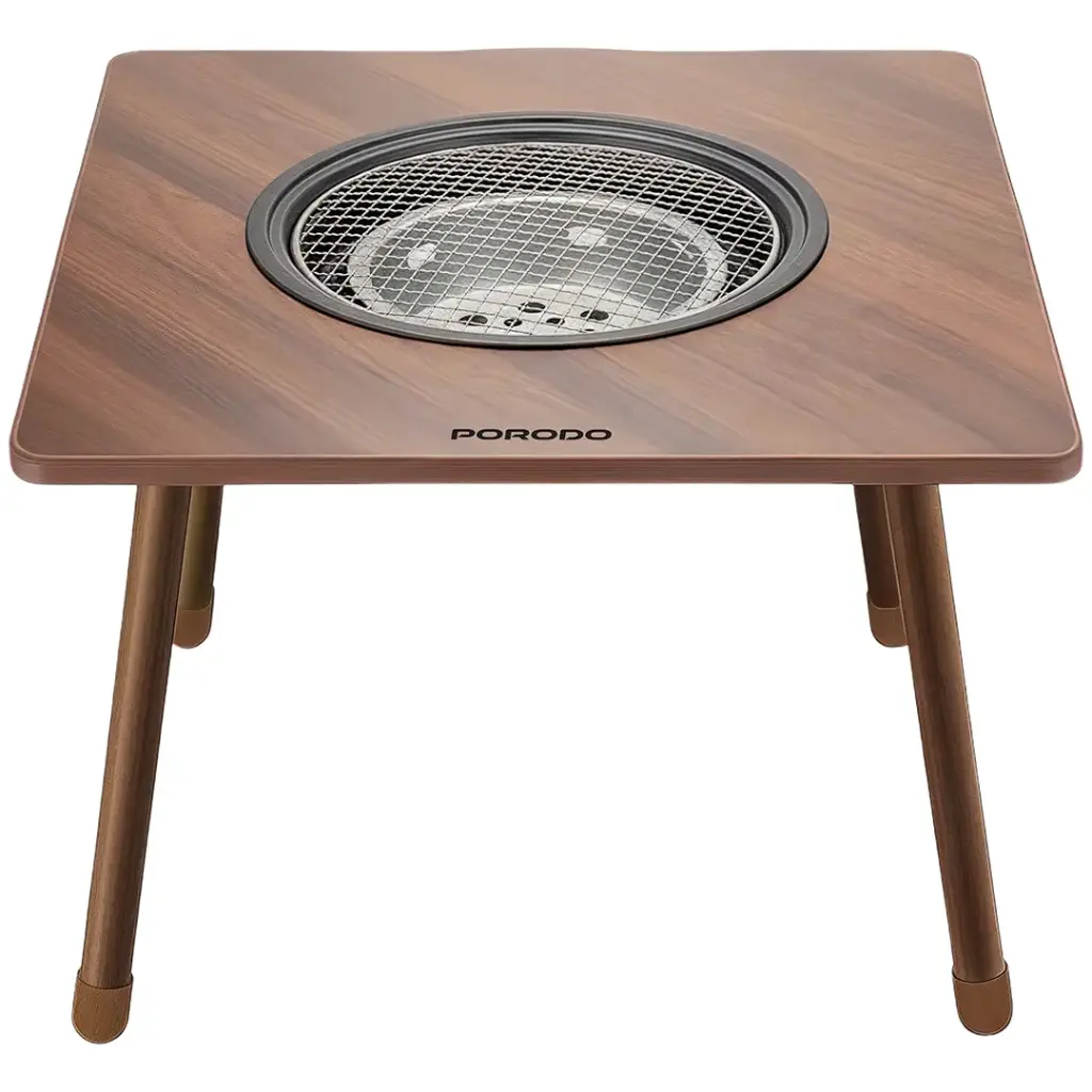 PORODO LIFESTYLE MULTI PURPOSE OUTDOOR SQUARE GRILL TABLE BROWN PDSCT15BR thumbnail 2
