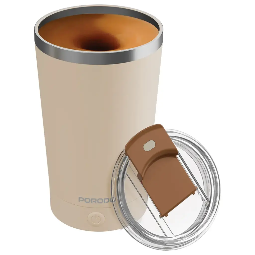 PORODO LIFESTYLE AUTOMATIC MAGNETIC STIRRING MUG HIGH SPEED MIXING CREAM PDSSMHQ168CM