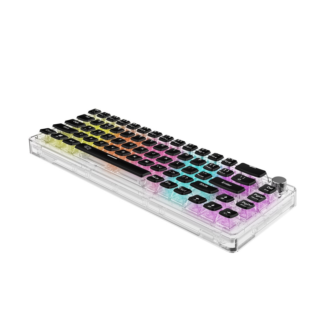 PORODO GAMING PUDDING KEYCAPS TRANSPARENT MECHANICAL KEYBOARD MULTI-FUCTION ROTARY KNOB 67 KEYS RED SWITCH PDX223