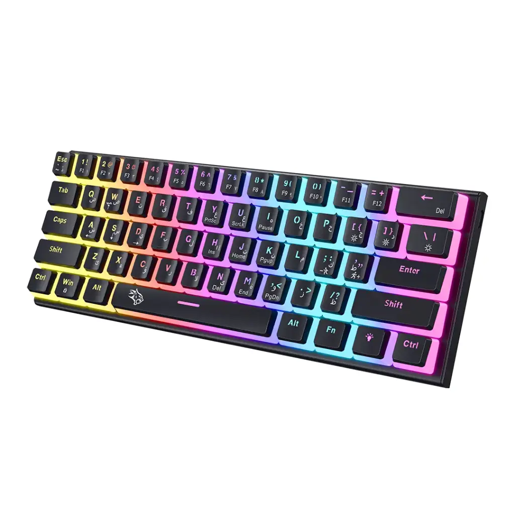 PORODO GAMING 61 KEYS PUDDING MECHANICAL KEYBOARD RED SWITCH PDX224 BLACK PDX224