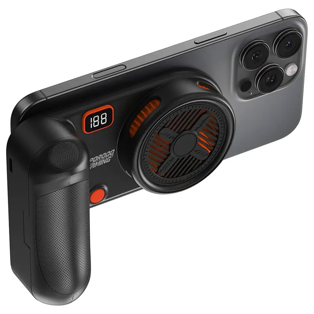 PORODO GAMING ARCTICCHILL MAGNETIC PHONE COOLER WITH ULTRA QUIET FAN BLACK/ORANGE PDXMPCBKOG thumbnail 2