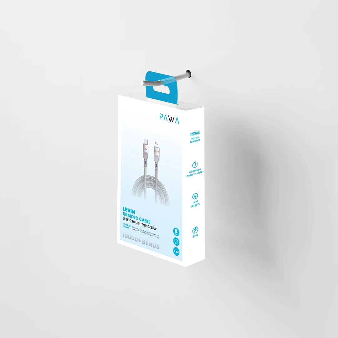 PAWA LEVIN USB C TO LIGHTNING BRAIDED CABLE 1.2M 30W GREY TITANIUM PW-12BDC254-GYTT thumbnail 5