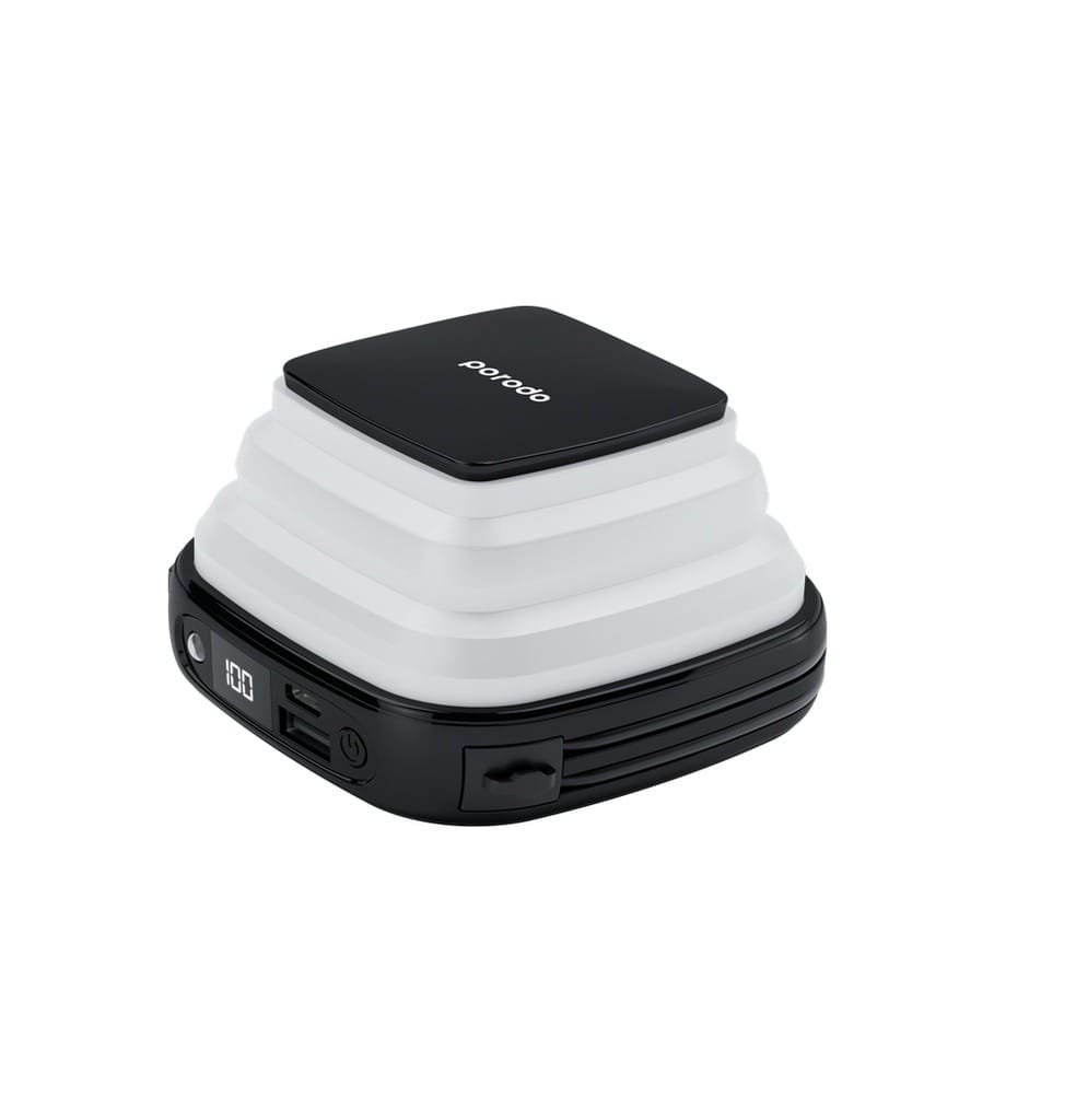 PORODO OUTDOOR NIGHT LIGHT POWERBANK 10000mAH INTEGRATED LIGHTNING/TYPE C BLACK PD-PBFCH030-BK thumbnail 2