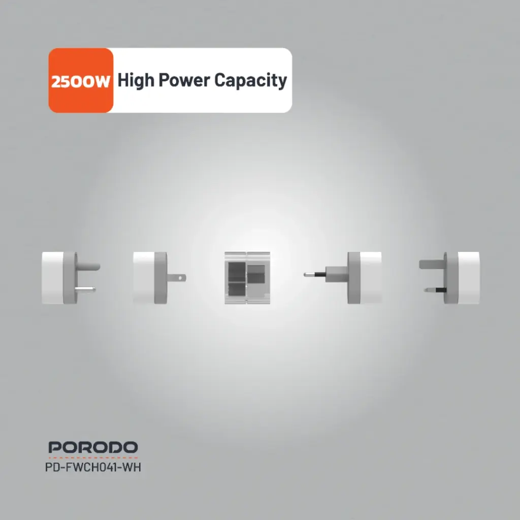 PORODO 150+ COUNTRIES UNIVERSAL AC ADAPTER WHITE PD-FWCH041-WH thumbnail 6