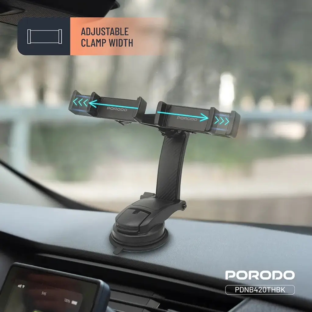 PORODO 360 ROTATABLE CAR PHONE HOLDER BLACK PDNB420THBK thumbnail 6