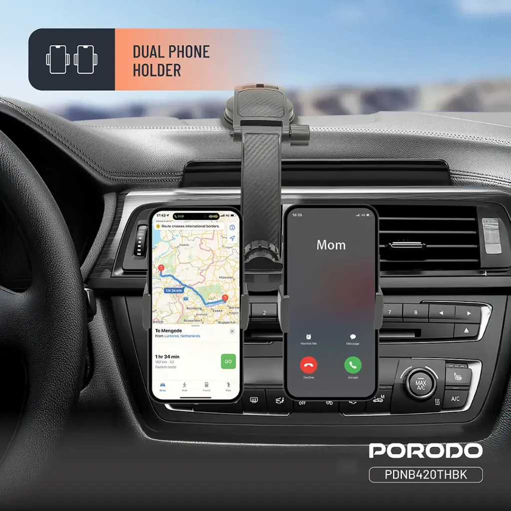PORODO 360 ROTATABLE CAR PHONE HOLDER BLACK PDNB420THBK thumbnail 3