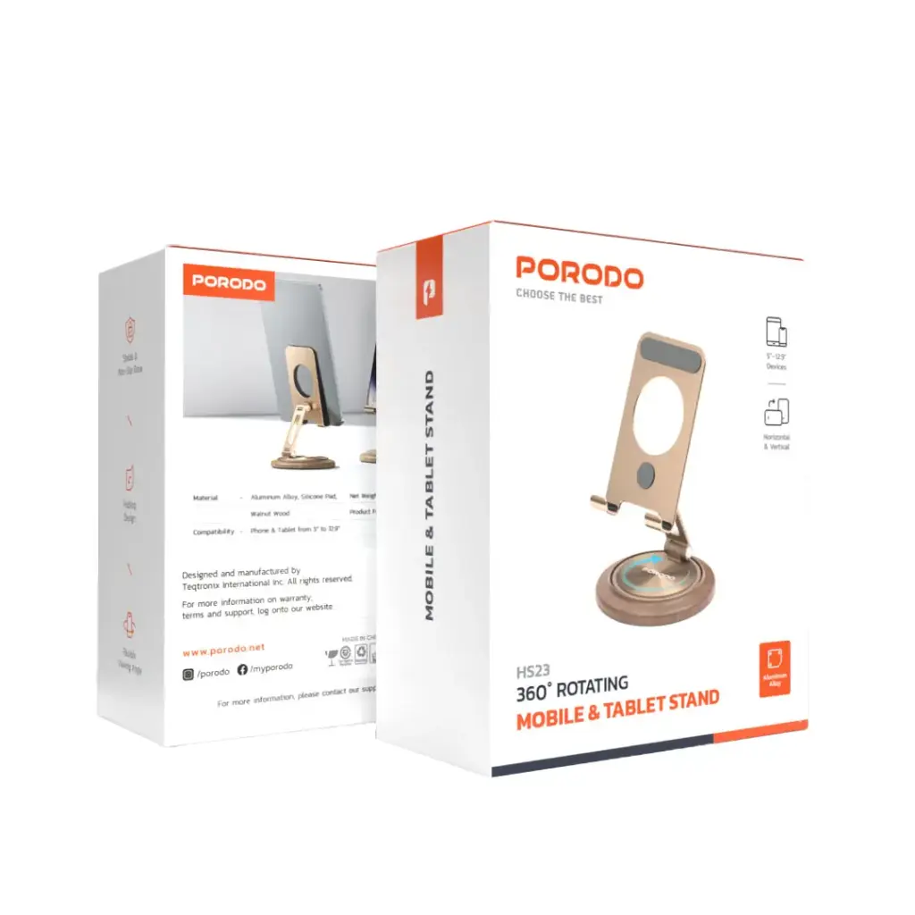 PORODO 360° ROTATING MOBILE & TABLET STAND GOLD PD-HSM23-GD thumbnail 3