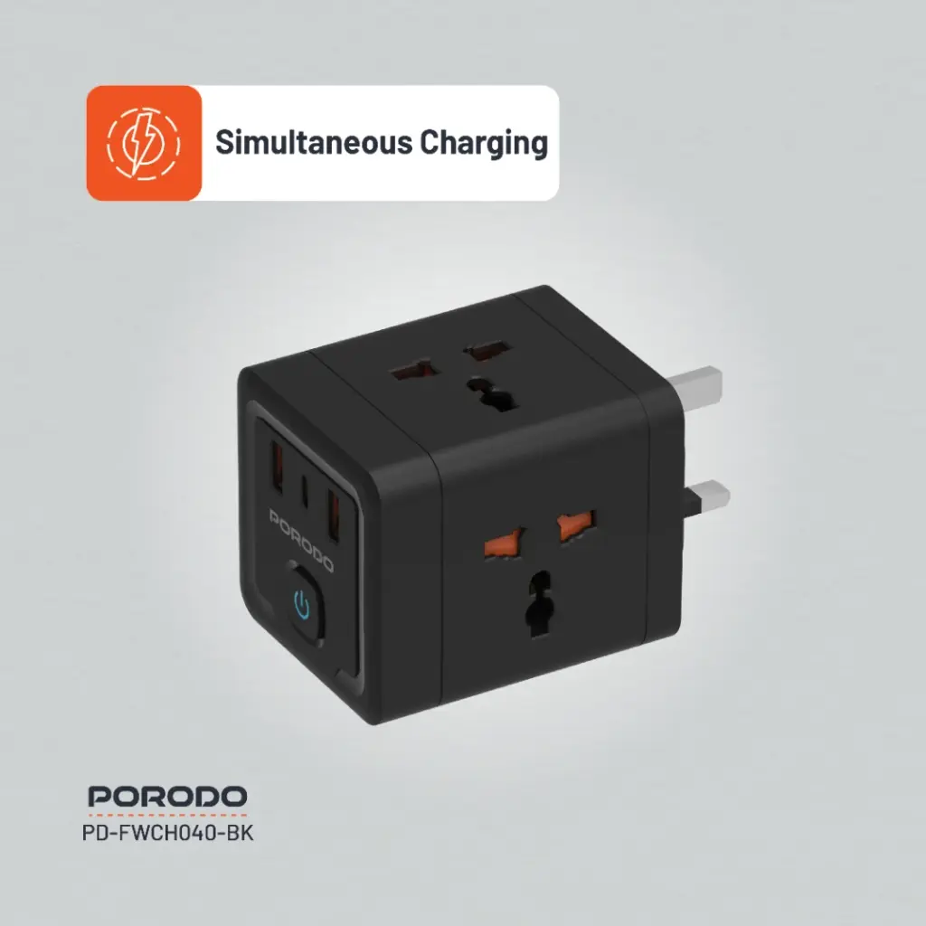 PORODO 4 AC UNIVERSAL POWER BLOCK BLACK PD-FWCH040-BK thumbnail 6