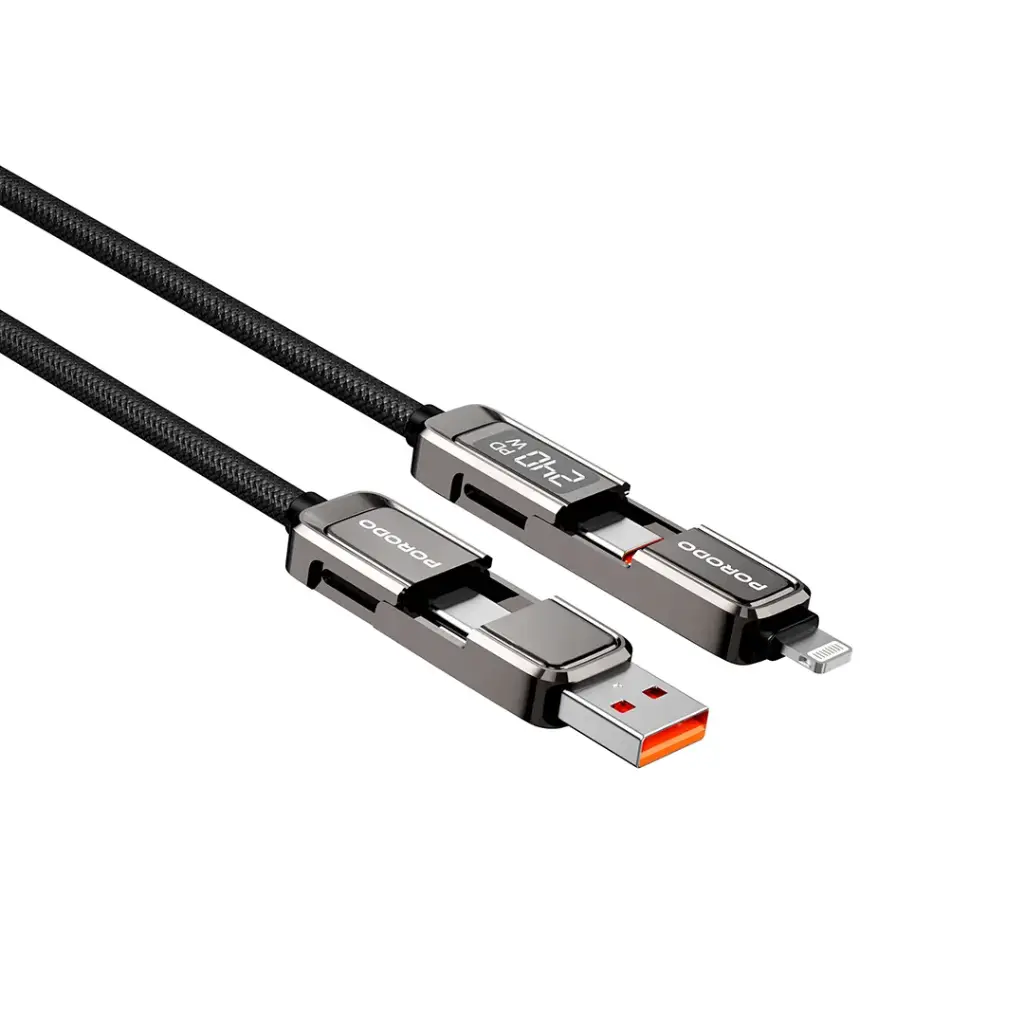PORODO 4 IN 1 HIGH SPEED CHARGING 1.2M CABLE GRAY PD240WDDGY thumbnail 2