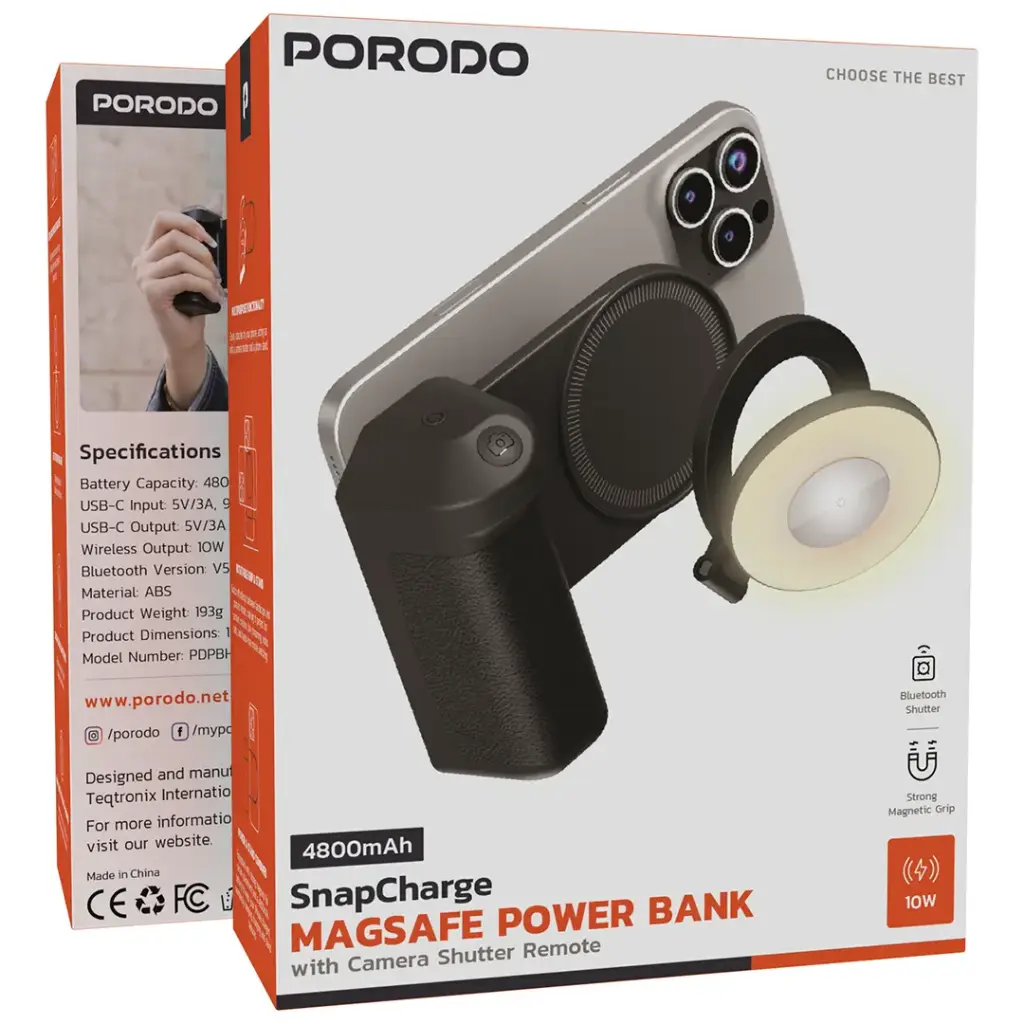 PORODO 4800MAH SNAP CHARGER MAGSAFE POWER BANK BLACK PDPBH22BK thumbnail 3